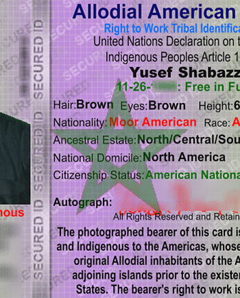 Right to Work Tribal Identification Card + Religious Affidavit Protesting Use of SSN